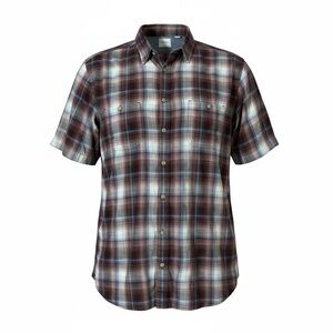 ROWM Casual Plaid Button-Down Shirt - Brown and Blue 3XL